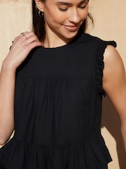 Negro - Threadbare Ruffle Frill Smock Shell Top - Imagen 4 de 5