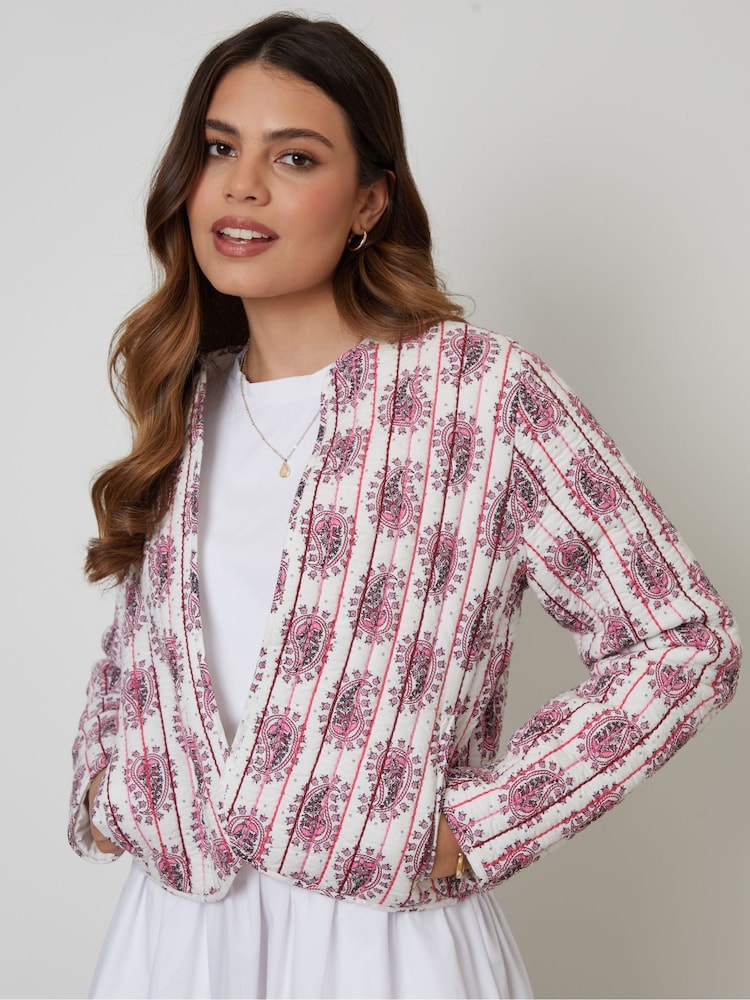 Threadbare Cream 100% Cotton Paisley Quilted Jacket - Image 1 of 5 Threadbare Cream 100% Cotton Paisley Quilted Jacket - Image 1 of 5