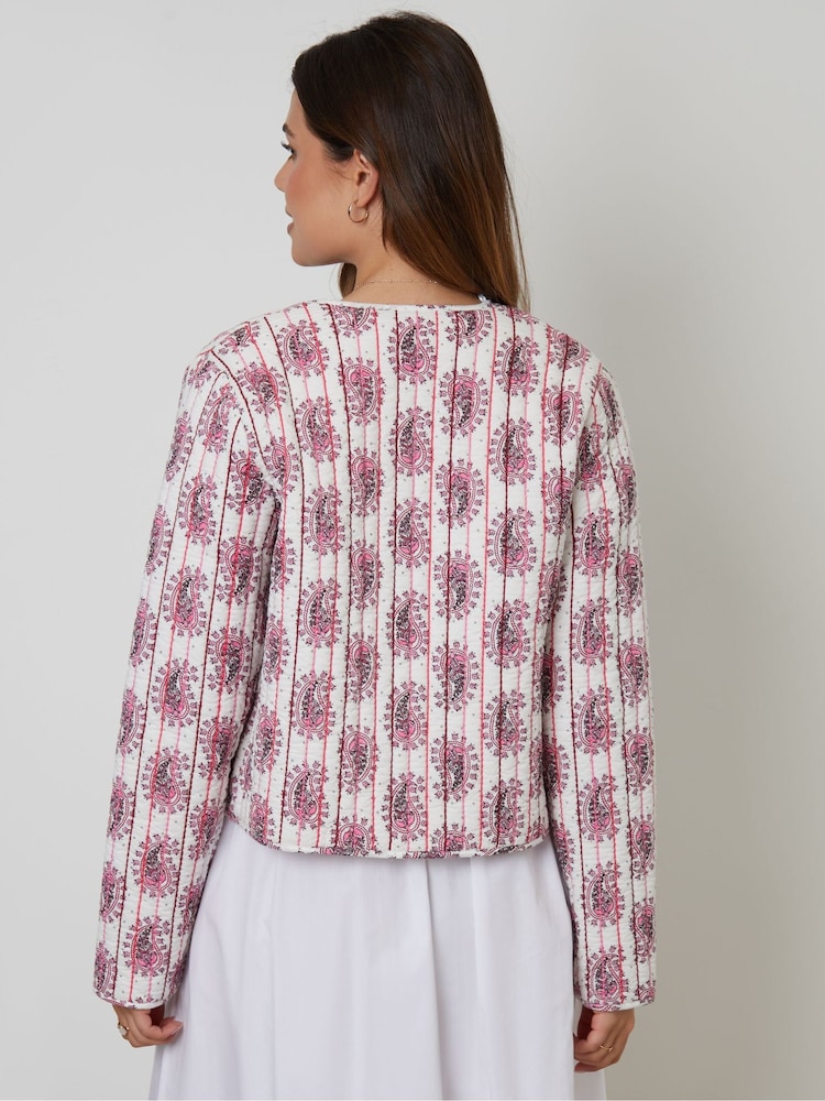 Threadbare Cream 100% Cotton Paisley Quilted Jacket - Image 2 of 5 Threadbare Cream 100% Cotton Paisley Quilted Jacket - Image 2 of 5