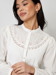 Threadbare Cream Lace Detail Boho 100% Cotton Blouse - Image 2 of 4
