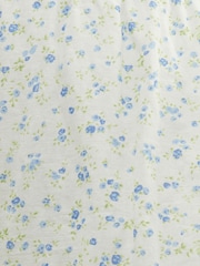 Threadbare White Floral Ditsy Print Shirred Pull On Linen Blend Midaxi Skirt - Image 5 of 5