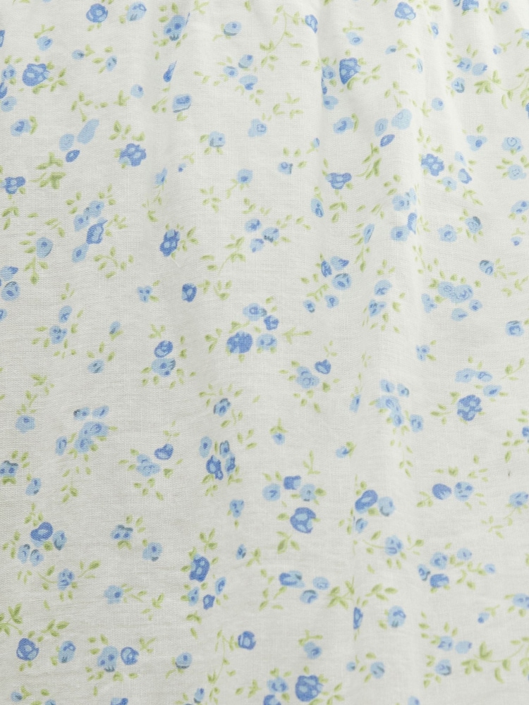 Threadbare White Floral Ditsy Print Shirred Pull On Linen Blend Midaxi Skirt - Image 5 of 5