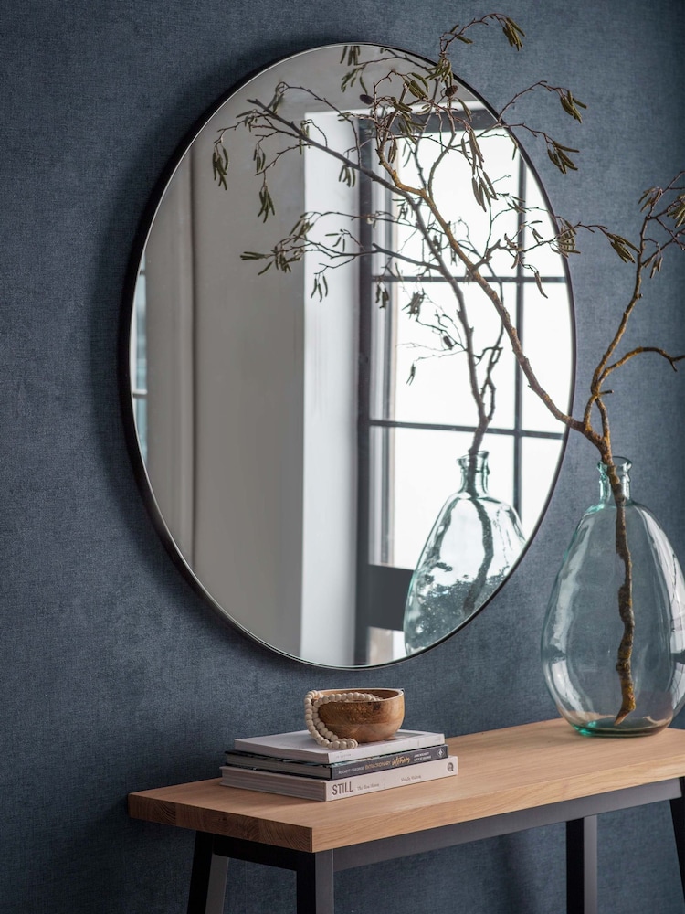 Garden Trading Black Cherington Round Wall Mirror - Image 1 of 3