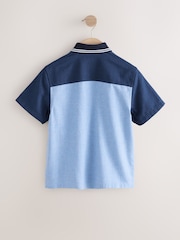 Blue/Navy Colourblock Stripe Short Sleeve Smart Shirt (3-16yrs) - Image 2 of 4