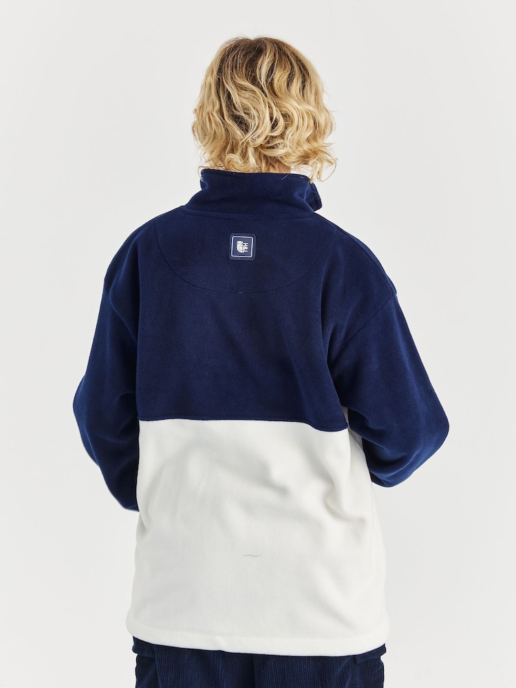 Harper & Lewis Blue Mellow Retro Pattern 1/4  Zip Fleece - Image 7 of 7