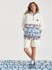 Harper & Lewis Cream Bronte Retro Pattern 1/4 Zip Fleece - Image 4 of 7