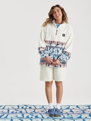 Harper & Lewis Cream Bronte Retro Pattern 1/4 Zip Fleece - Image 5 of 7