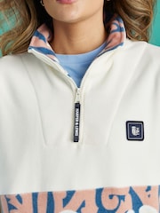 Harper & Lewis Cream Bronte Retro Pattern 1/4 Zip Fleece - Image 6 of 7