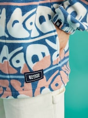 Harper & Lewis Cream Bronte Retro Pattern 1/4 Zip Fleece - Image 7 of 7