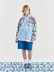 Harper & Lewis Blue Bodie Retro Pattern 1/4 Zip Fleece - Image 1 of 6