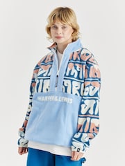 Harper & Lewis Blue Bodie Retro Pattern 1/4 Zip Fleece - Image 2 of 6