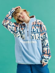 Harper & Lewis Blue Bodie Retro Pattern 1/4 Zip Fleece - Image 5 of 6
