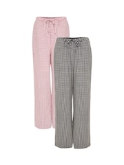 Threadbare Black 2 Pack Wide Leg Gingham Trousers - Image 1 of 3