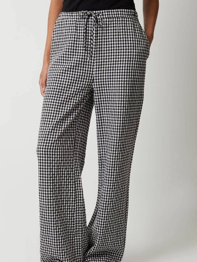 Threadbare Black 2 Pack Wide Leg Gingham Trousers - Image 3 of 3 Threadbare Black 2 Pack Wide Leg Gingham Trousers - Image 3 of 3