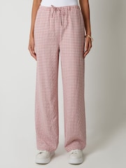 ורוד - Threadbare Wide Leg Gingham Trousers - Image 2 of 5