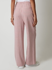 ורוד - Threadbare Wide Leg Gingham Trousers - Image 3 of 5