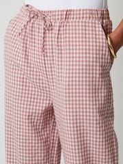 ורוד - Threadbare Wide Leg Gingham Trousers - Image 4 of 5