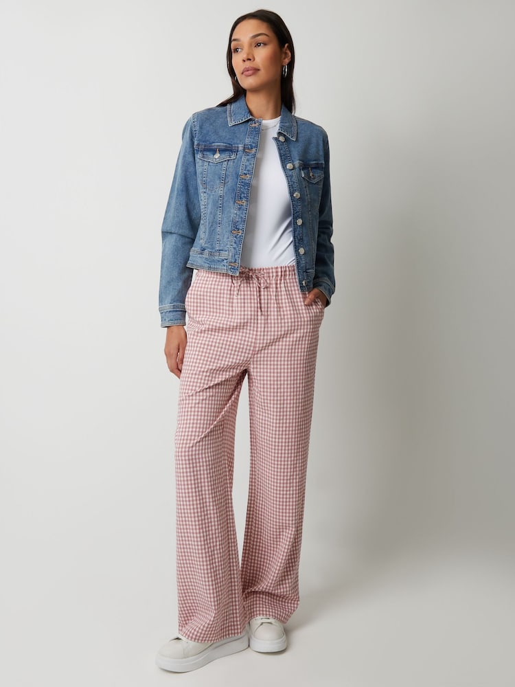 ורוד - Threadbare Wide Leg Gingham Trousers - Image 5 of 5