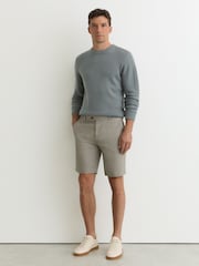 Reiss Sage Green Dobby Short Cotton-Piqué Shorts - Image 1 of 6