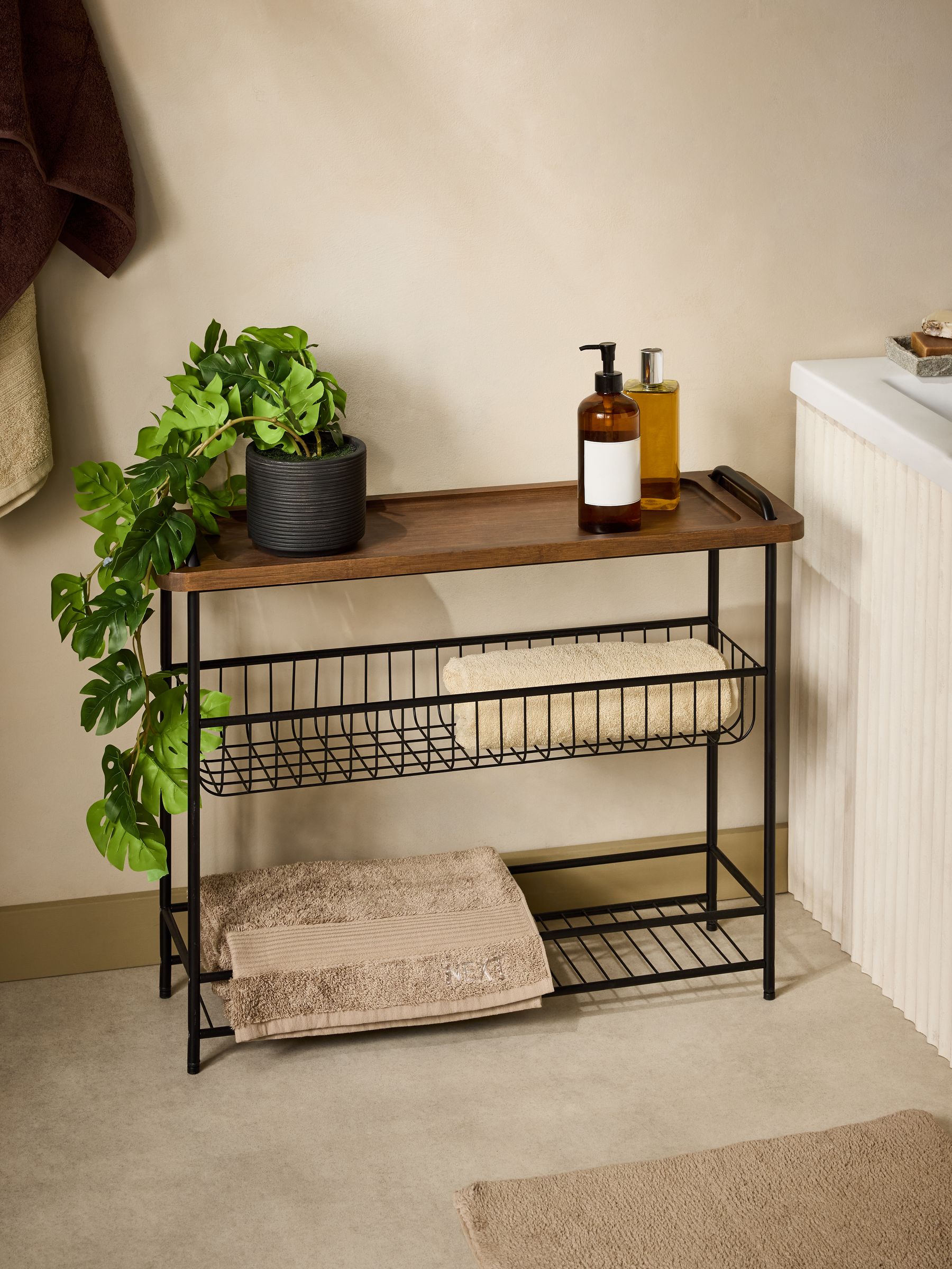 Brown Bronx Removable Bath Tray Storage Caddy Table