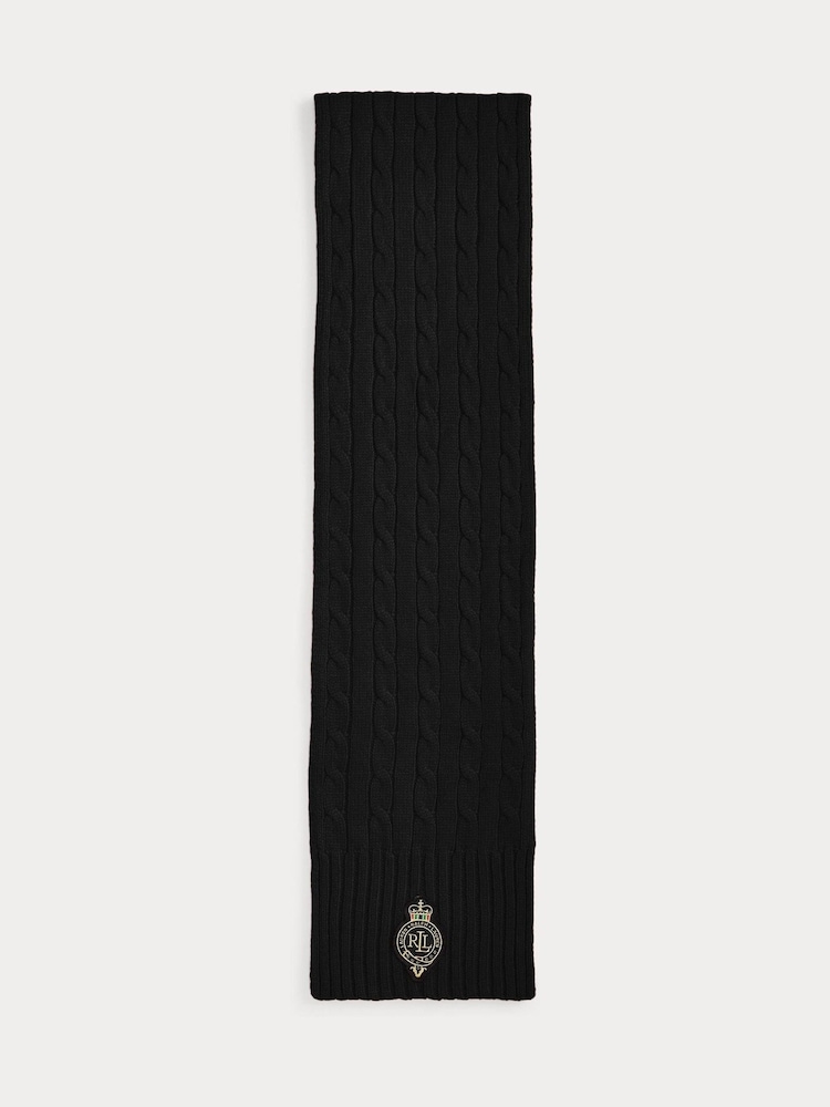 Lauren Ralph Lauren Black Patch Knitted Scarf - Image 2 of 3