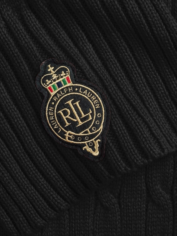 Lauren Ralph Lauren Black Patch Knitted Scarf - Image 3 of 3