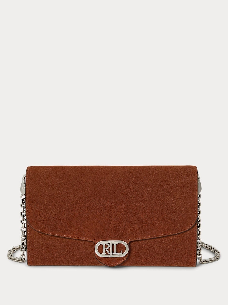 Lauren Ralph Lauren Brown Adair Leather Chain Cross-Body Clutch Bag - Image 1 of 5 Lauren Ralph Lauren Brown Adair Leather Chain Cross-Body Clutch Bag - Image 1 of 5