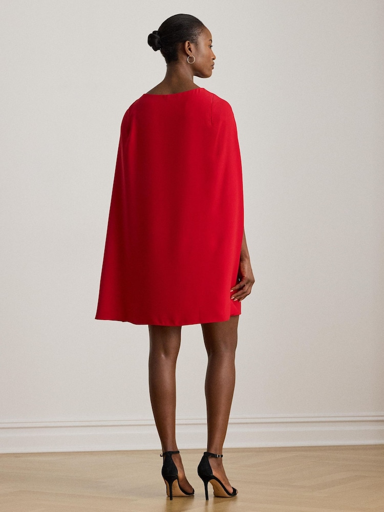 Lauren Ralph Lauren Red Lauren Ralph Mini Lauren Red Petra Cape Georgette Cocktail Dress - Image 2 of 6 Lauren Ralph Lauren Red Lauren Ralph Mini Lauren Red Petra Cape Georgette Cocktail Dress - Image 2 of 6