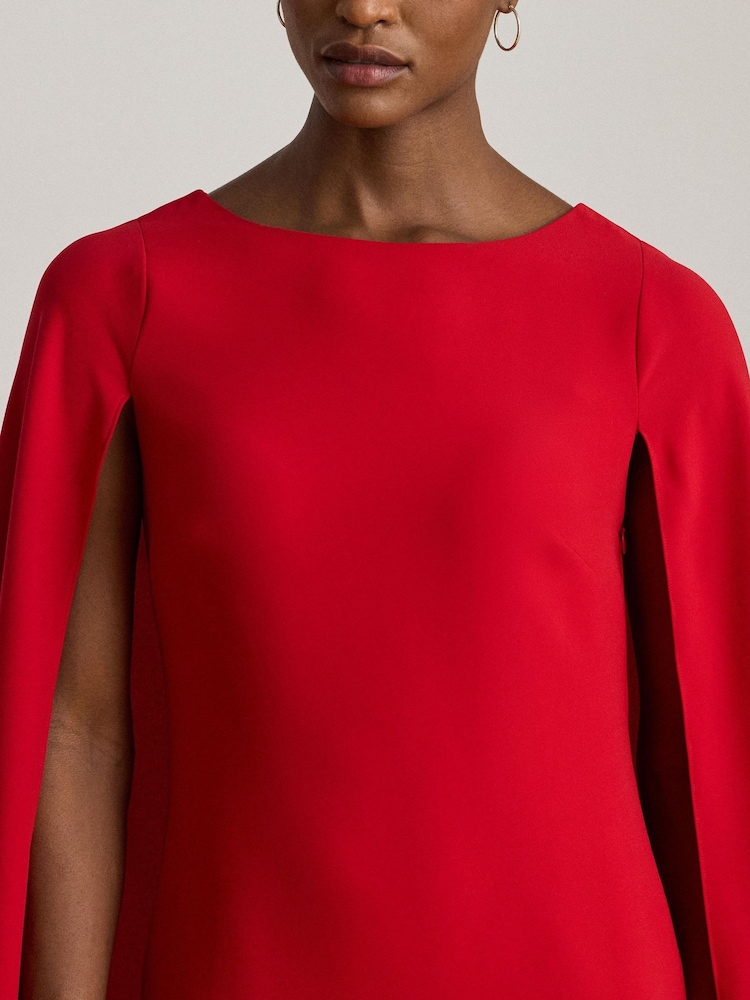 Lauren Ralph Lauren Red Lauren Ralph Mini Lauren Red Petra Cape Georgette Cocktail Dress - Image 6 of 6 Lauren Ralph Lauren Red Lauren Ralph Mini Lauren Red Petra Cape Georgette Cocktail Dress - Image 6 of 6
