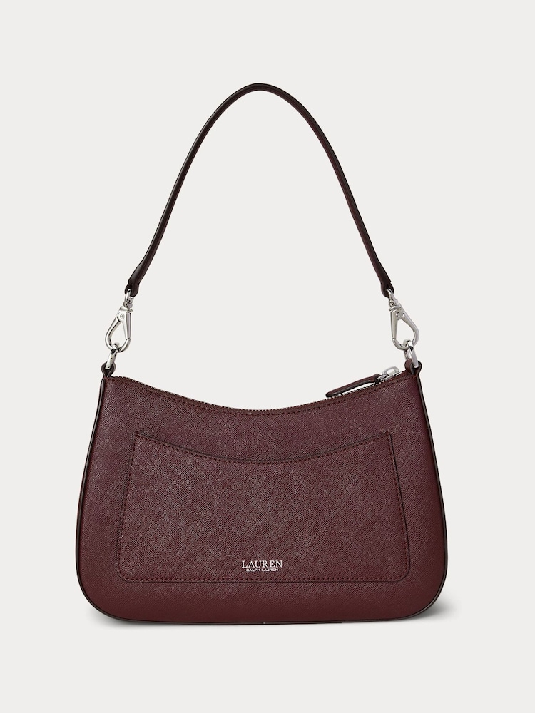 Lauren Ralph Lauren Red Red Danni Crosshatch Leather Shoulder Bag - Image 2 of 5