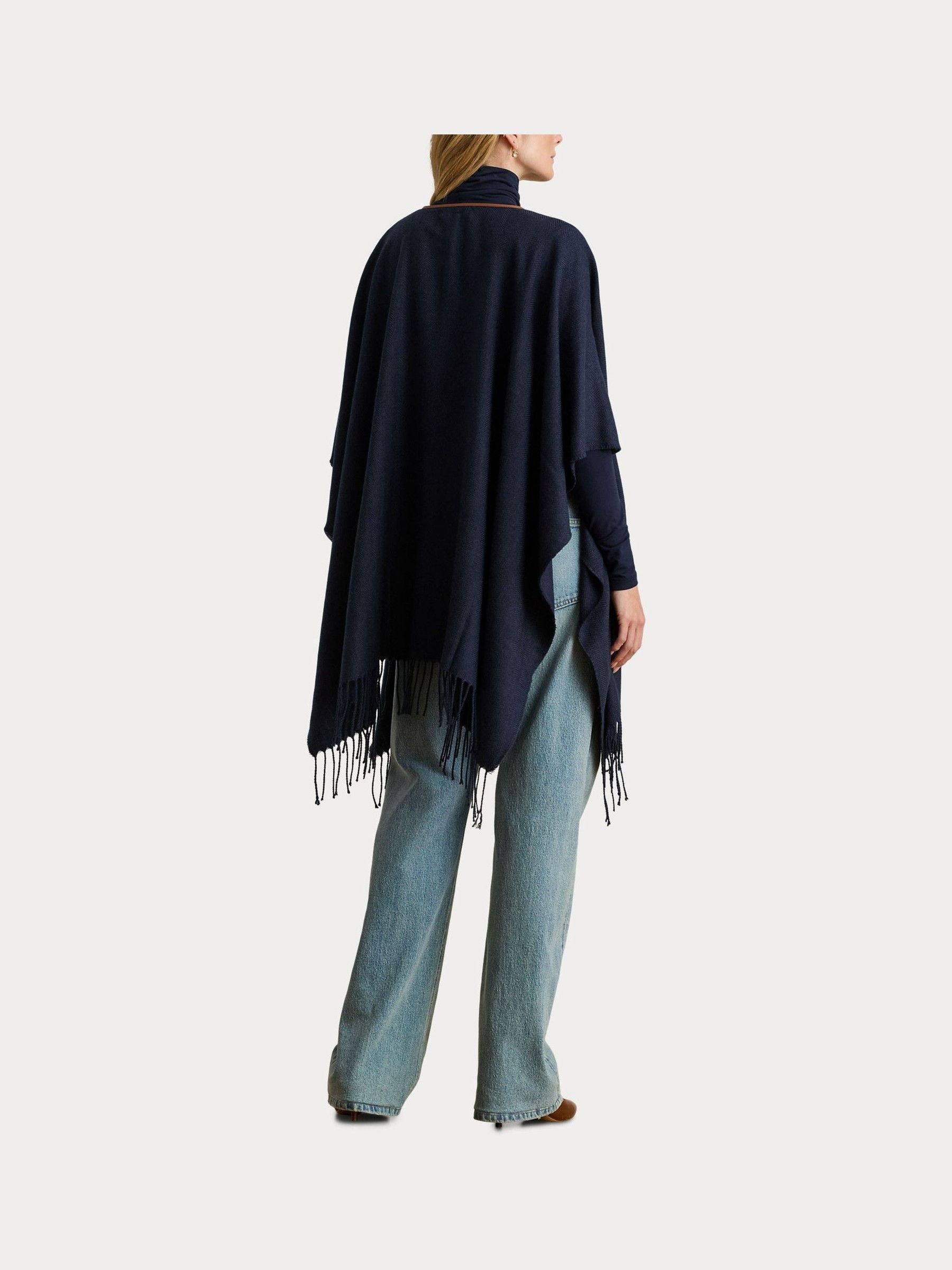 Ralph Lauren Collection フリンジ付きポンチョ　新品 Next：日本 ブルー - Lauren Ralph Lauren ディテール フリンジ付き