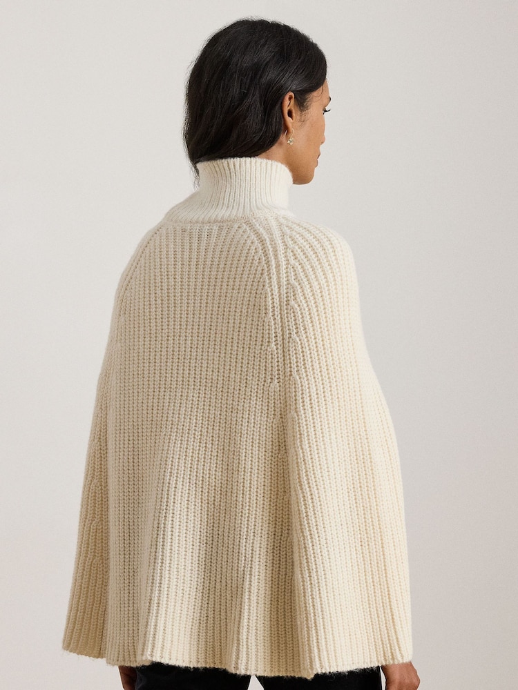 Lauren Ralph Lauren Cream Knitted Cape Poncho - Image 2 of 8 Lauren Ralph Lauren Cream Knitted Cape Poncho - Image 2 of 8