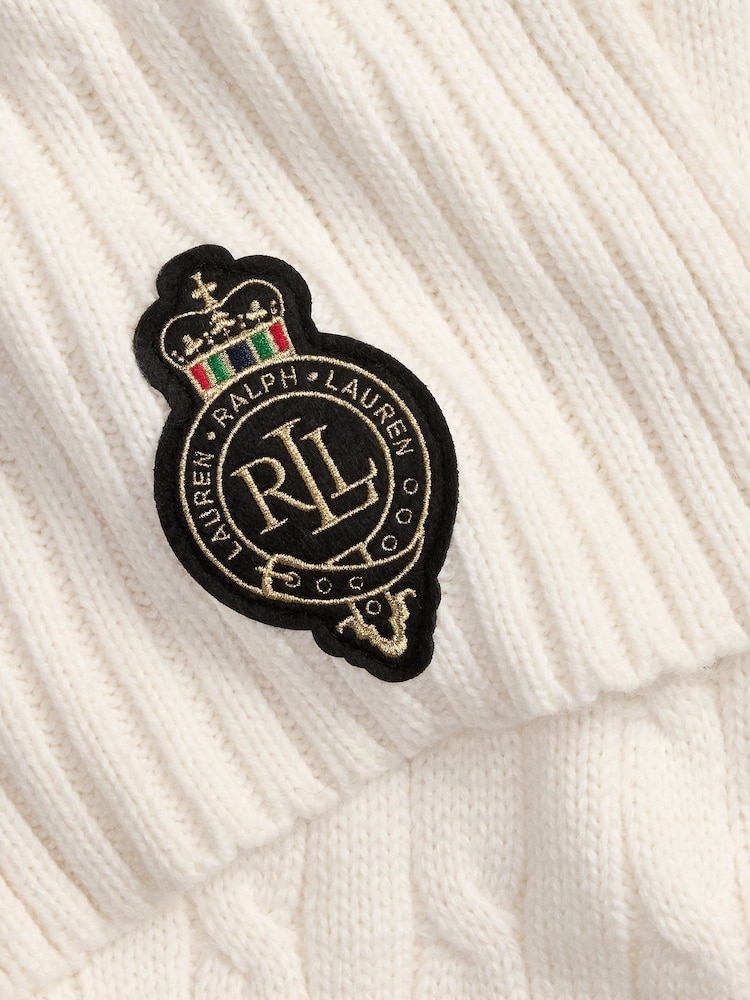 Lauren Ralph Lauren Cream Patch Knitted Scarf - Image 3 of 3