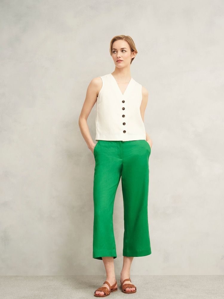 Hobbs Green Lillie 100% Linen Trousers - Image 2 of 4