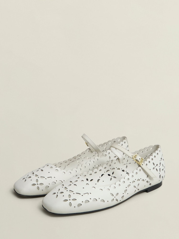 Hobbs White Chrissy Mary Jane Shoes - Image 2 of 3 Hobbs White Chrissy Mary Jane Shoes - Image 2 of 3