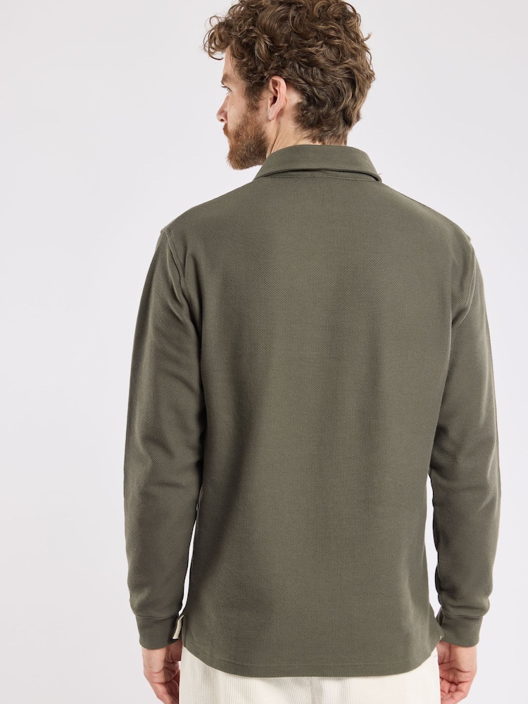 Armor Lux Heritage Long Sleeve Honeycomb Cotton Polo Shirt - Image 2 of 8