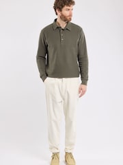 Armor Lux Heritage Long Sleeve Honeycomb Cotton Polo Shirt - Image 3 of 8