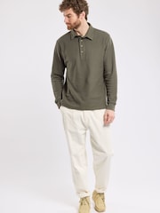 Armor Lux Heritage Long Sleeve Honeycomb Cotton Polo Shirt - Image 4 of 8
