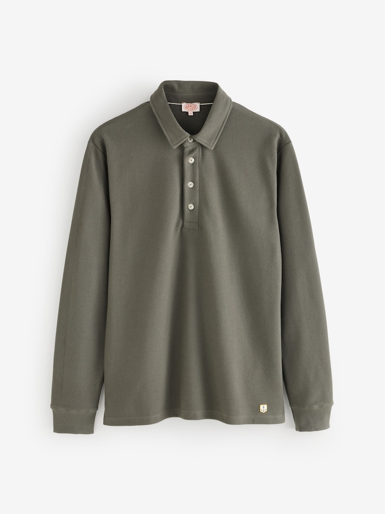 Armor Lux Heritage Long Sleeve Honeycomb Cotton Polo Shirt - Image 8 of 8 Armor Lux Heritage Long Sleeve Honeycomb Cotton Polo Shirt - Image 8 of 8