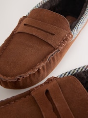 Tan Brown Signature Suede Fabric Trim Moccasin Slippers - Image 5 of 5