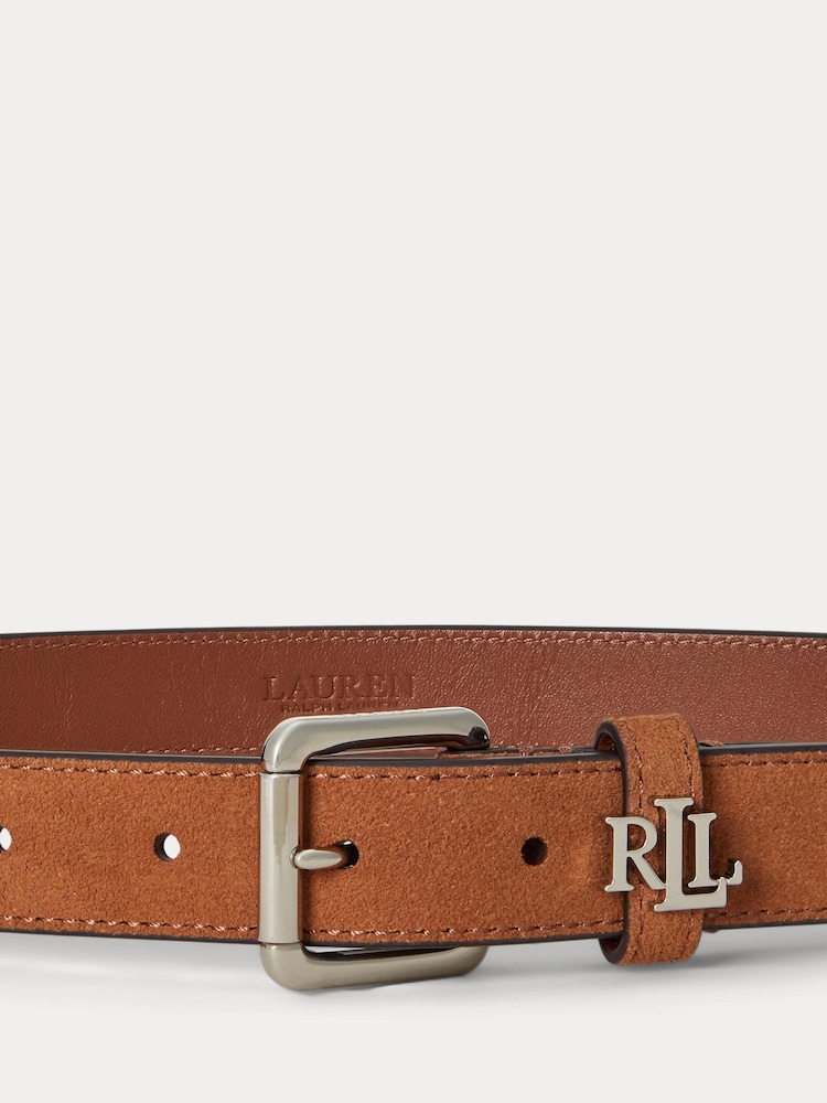 Lauren Ralph Lauren Brown Keeper Skinny Suede Belt - Image 2 of 2
