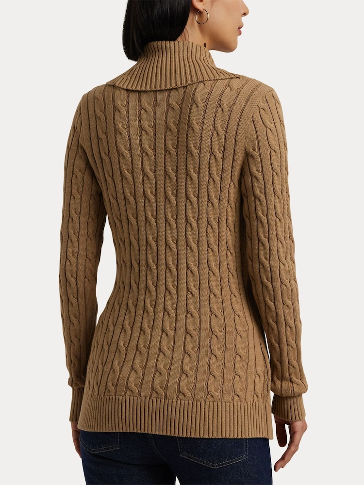 Buy Lauren Ralph Lauren Donato Buckle Chunky Knit Brown Cardigan