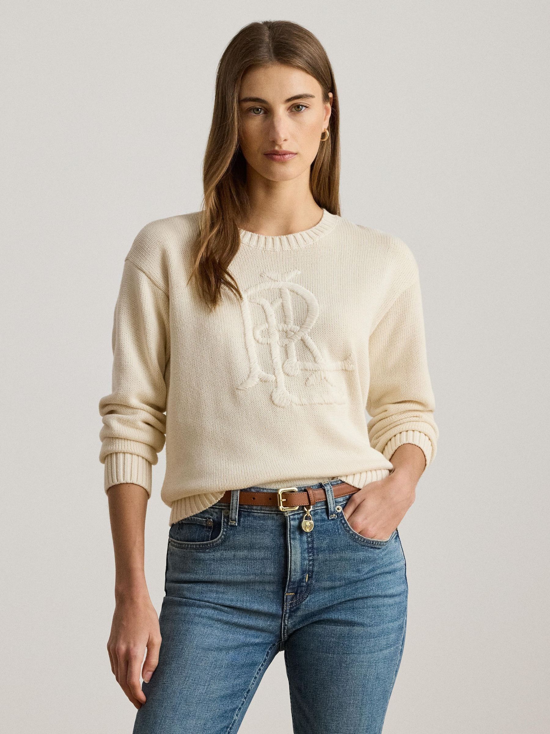 LAUREN RALPH LAUREN クリーム色セーター XXS POLO RALPH LAUREN/ポロラルフローレン】7GGコットンクルーネック
