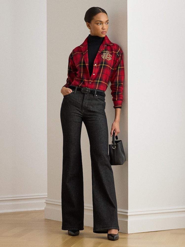 Lauren Ralph Lauren Red Red Kotta Check Embroidered Logo Shirt - Image 7 of 7