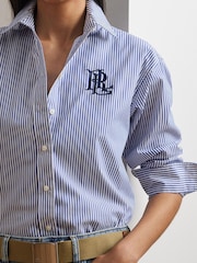 Lauren Ralph Lauren Blue Kotta Stripe Embroidered Logo Shirt - Image 4 of 4