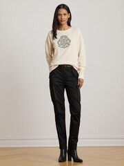 Lauren Ralph Lauren Cream Kappy Embroidered Logo Jersey Sweatshirt - Image 1 of 7