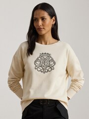 Lauren Ralph Lauren Cream Kappy Embroidered Logo Jersey Sweatshirt - Image 3 of 7