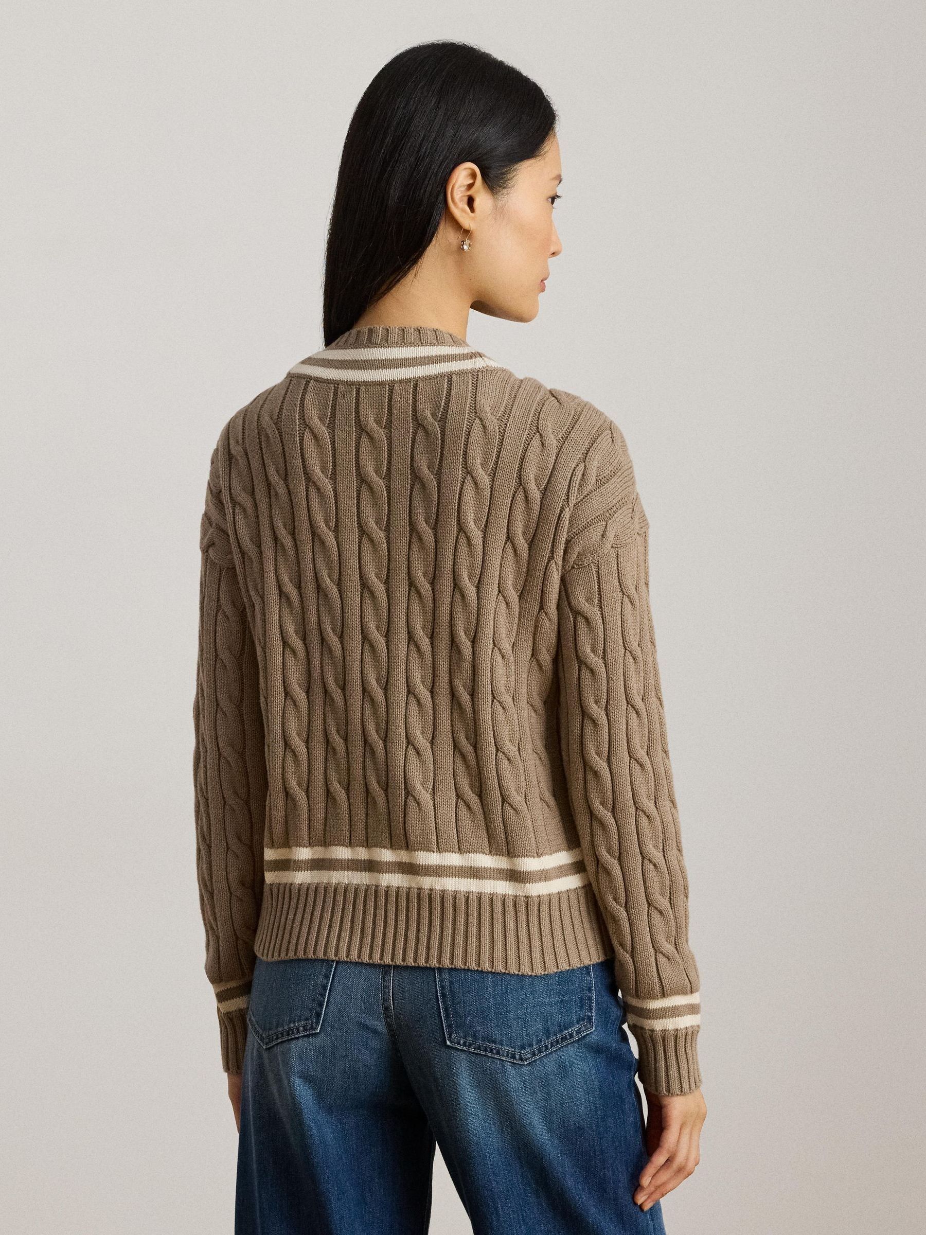 Buy Lauren Ralph Lauren Heather/Cream Tedurph Cable Knit Cotton