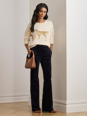 Lauren Ralph Lauren Cream Riednee Icon Dog Graphic Print Knit Jumper - Image 2 of 4