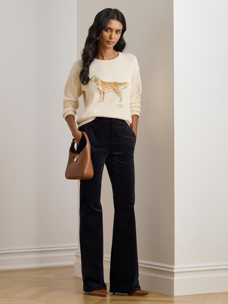 Lauren Ralph Lauren Cream Riednee Icon Dog Graphic Print Knit Jumper - Image 2 of 4